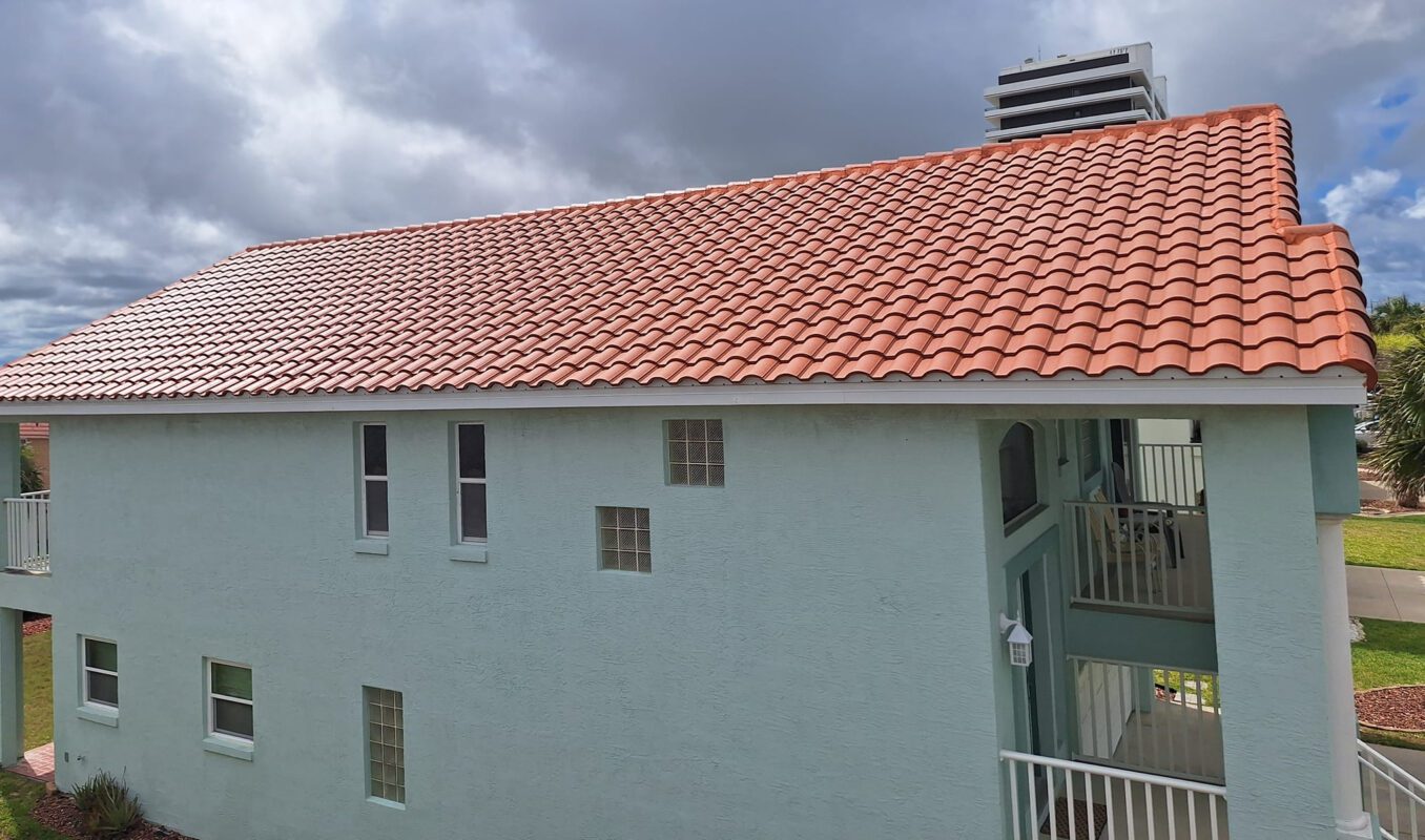 Completed tile roof on Flagler house